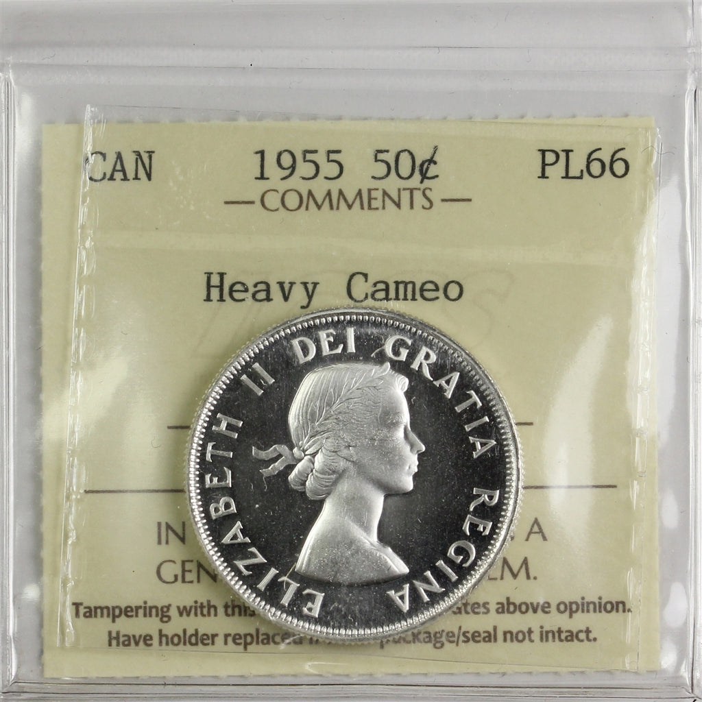 1955 Canada 50-cents ICCS Certified PL66 Heavy Cameo