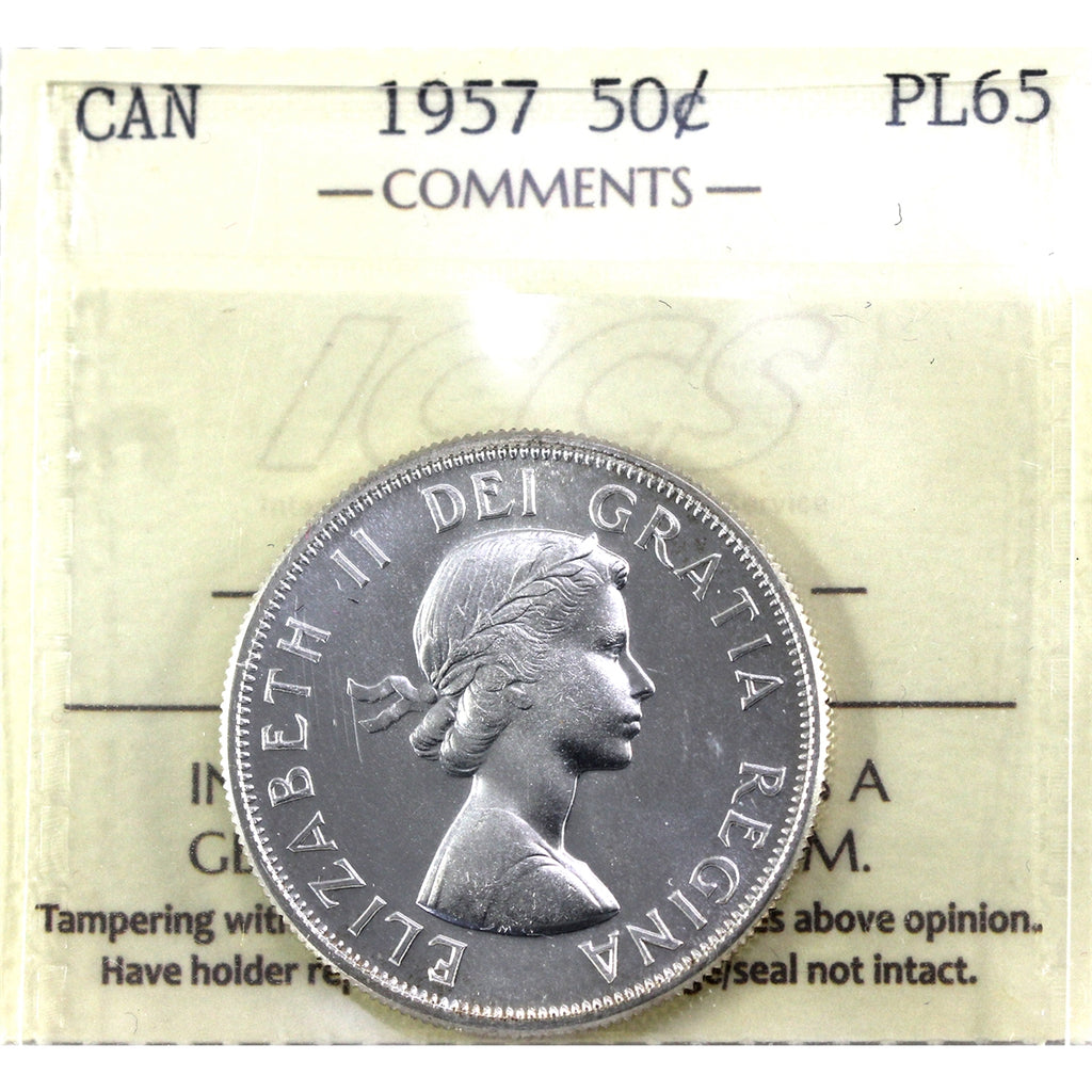 1957 Canada 50-cents ICCS Certified PL65