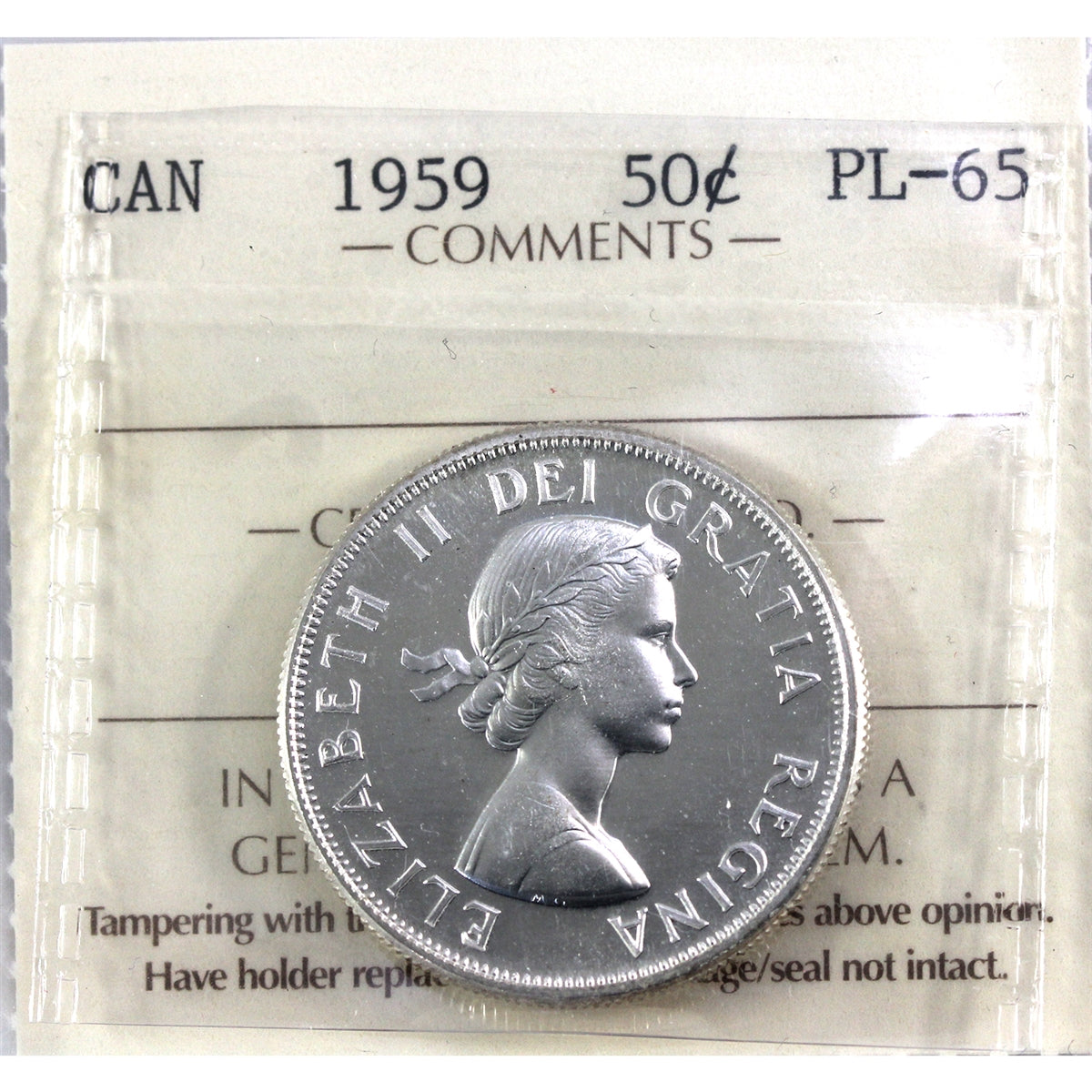 1959 Canada 50-cents ICCS Certified PL65