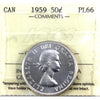 1959 Canada 50-cents ICCS Certified PL66