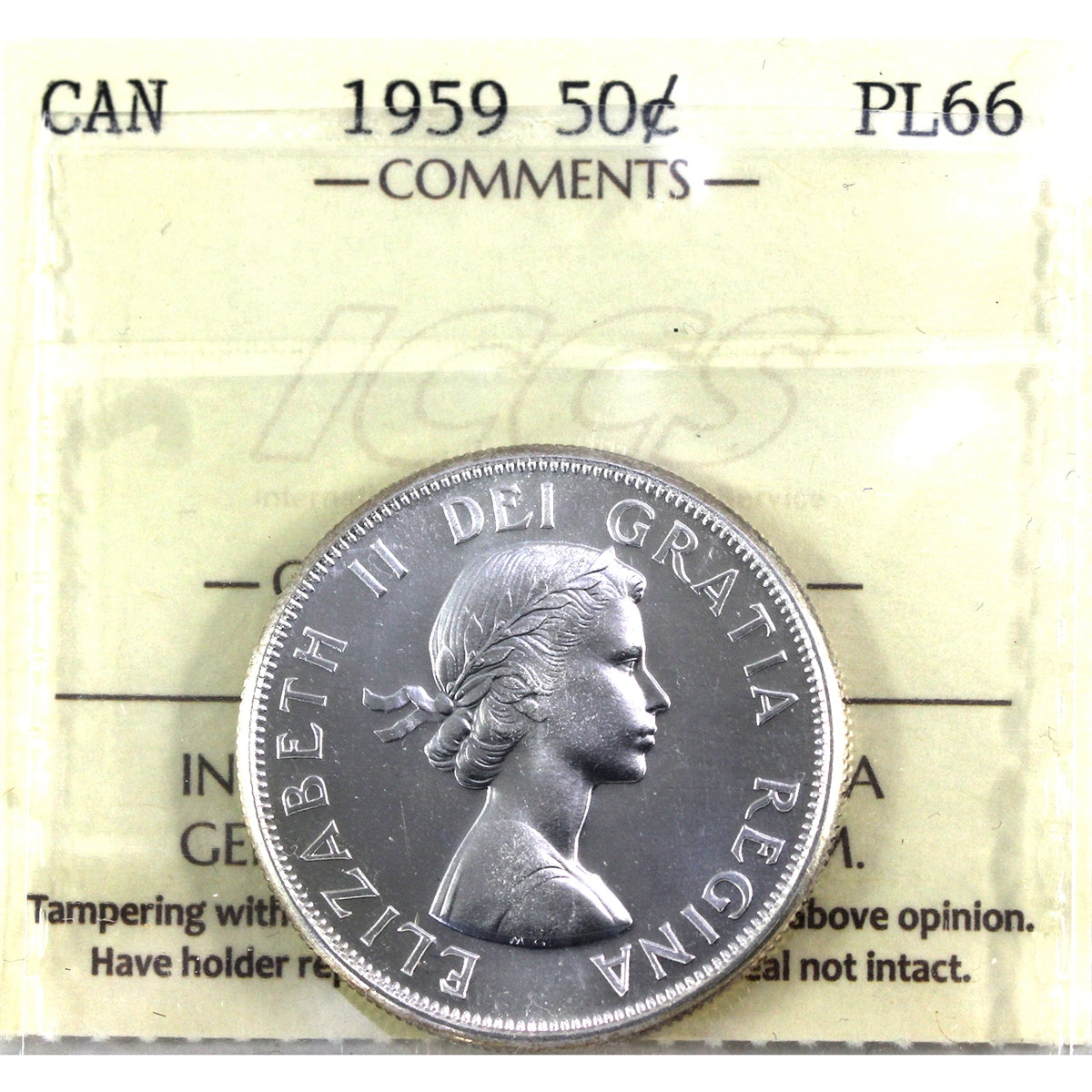 1959 Canada 50-cents ICCS Certified PL66