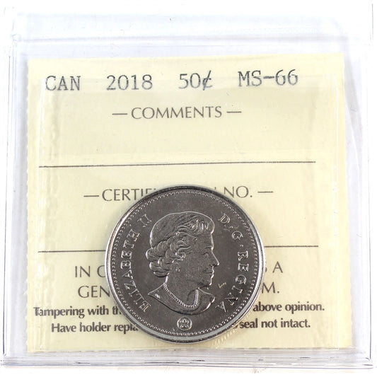 2018 Canada 50-cents ICCS Certified MS66