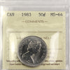 1983 Canada 50-cents ICCS Certified MS64