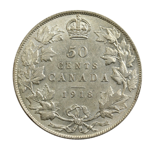 1918 Canada 50-cents EF-AU (EF45) $