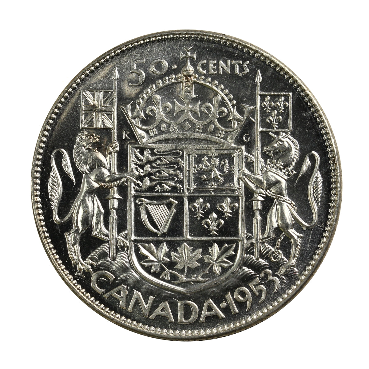 1953 Small Date NSS Canada 50-cents Choice Brilliant Uncirculated (MS64) Cameo