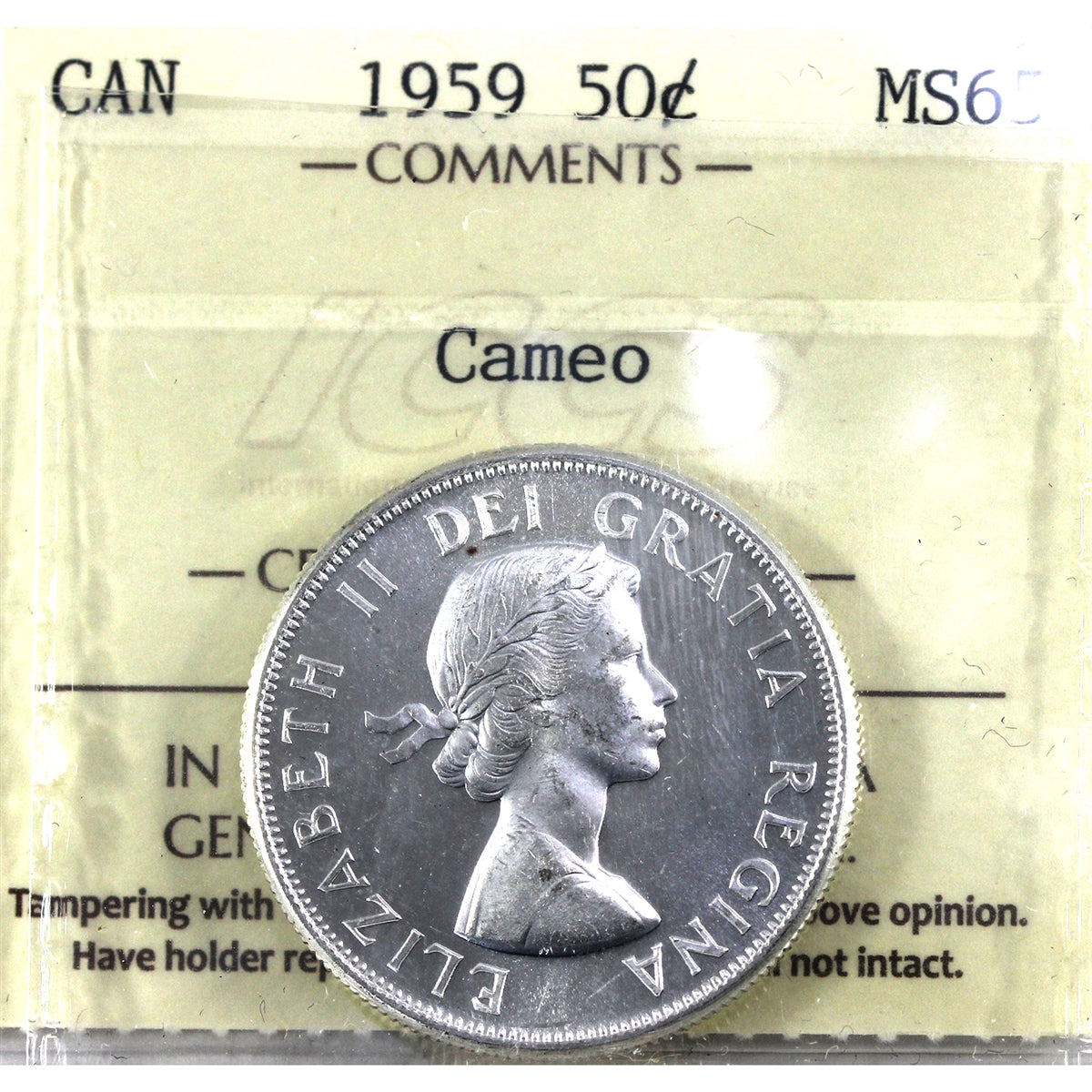 1959 Canada 50-cents ICCS Certified MS65 Cameo