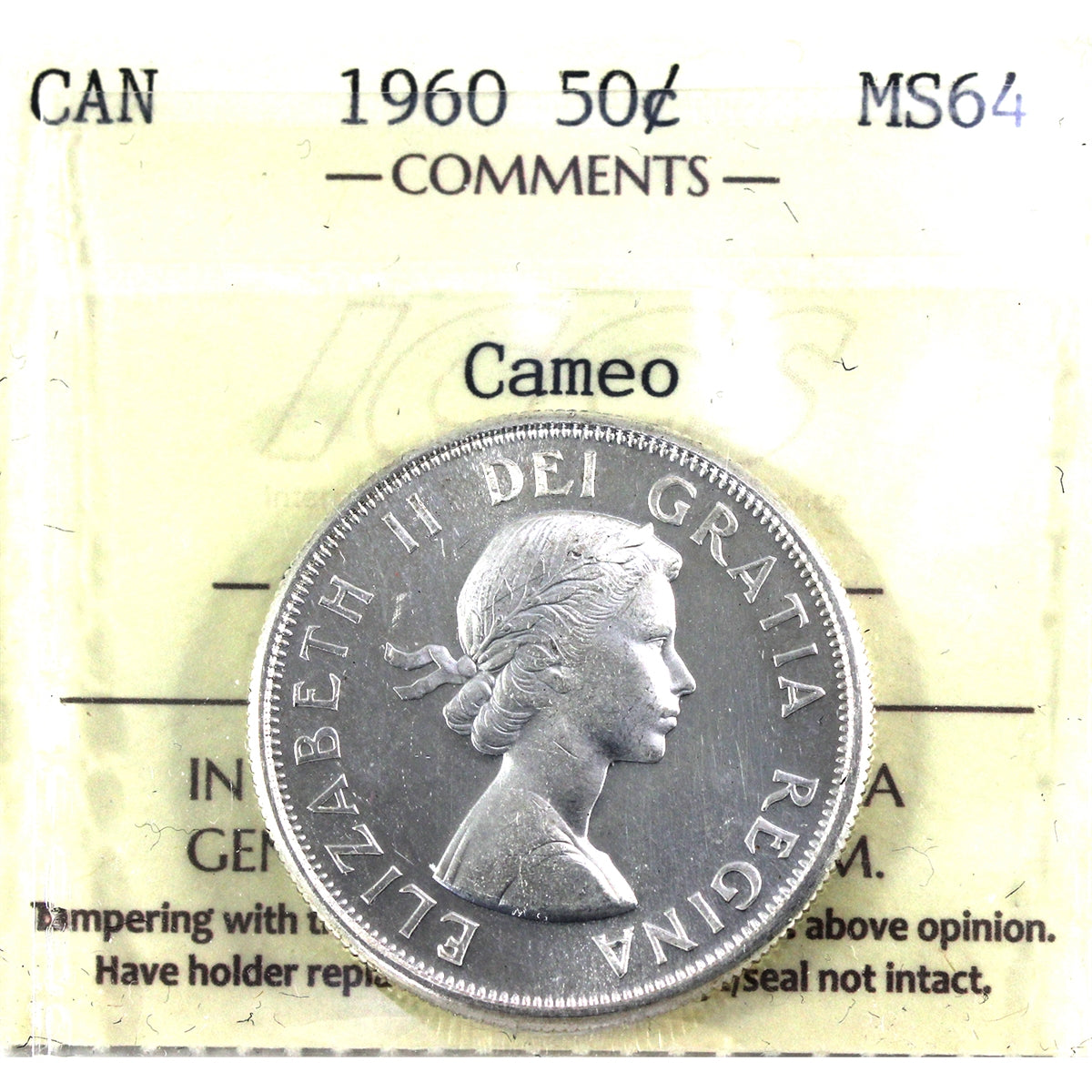 1960 Canada 50-cents ICCS Certified MS64 Cameo