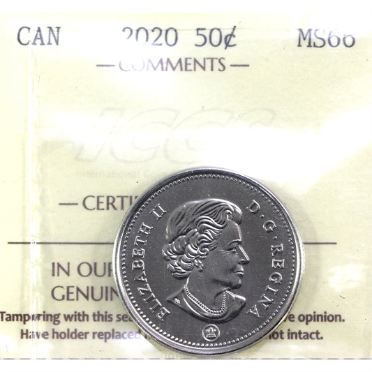 2020 Canada 50-cents ICCS Certified MS-66