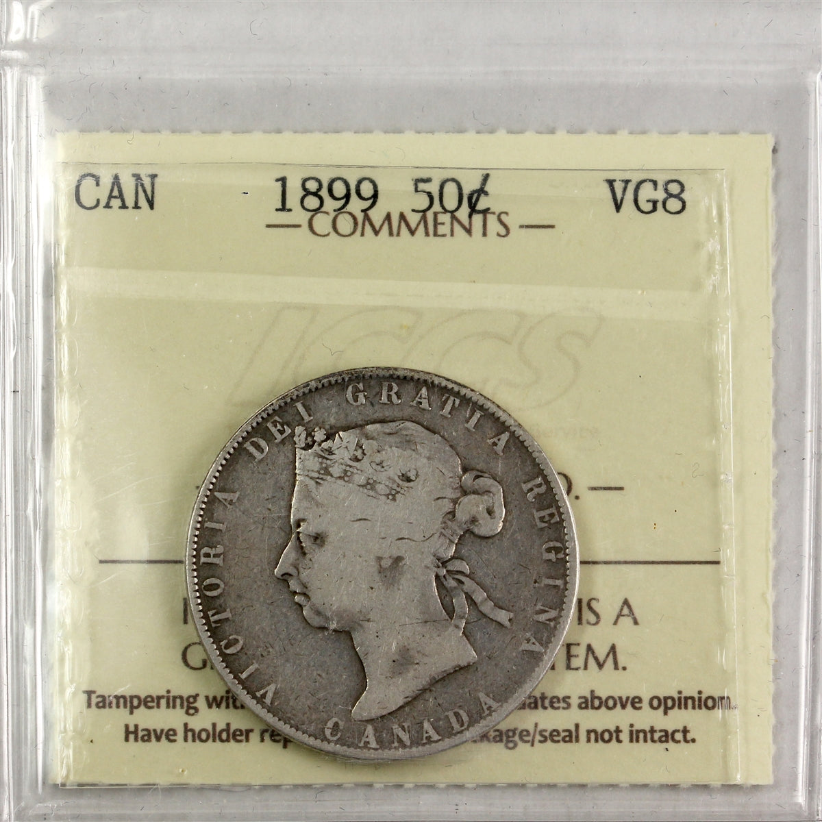 1899 Canada 50-cents ICCS Certified VG8