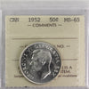 1952 Canada 50-cents ICCS Certified MS65
