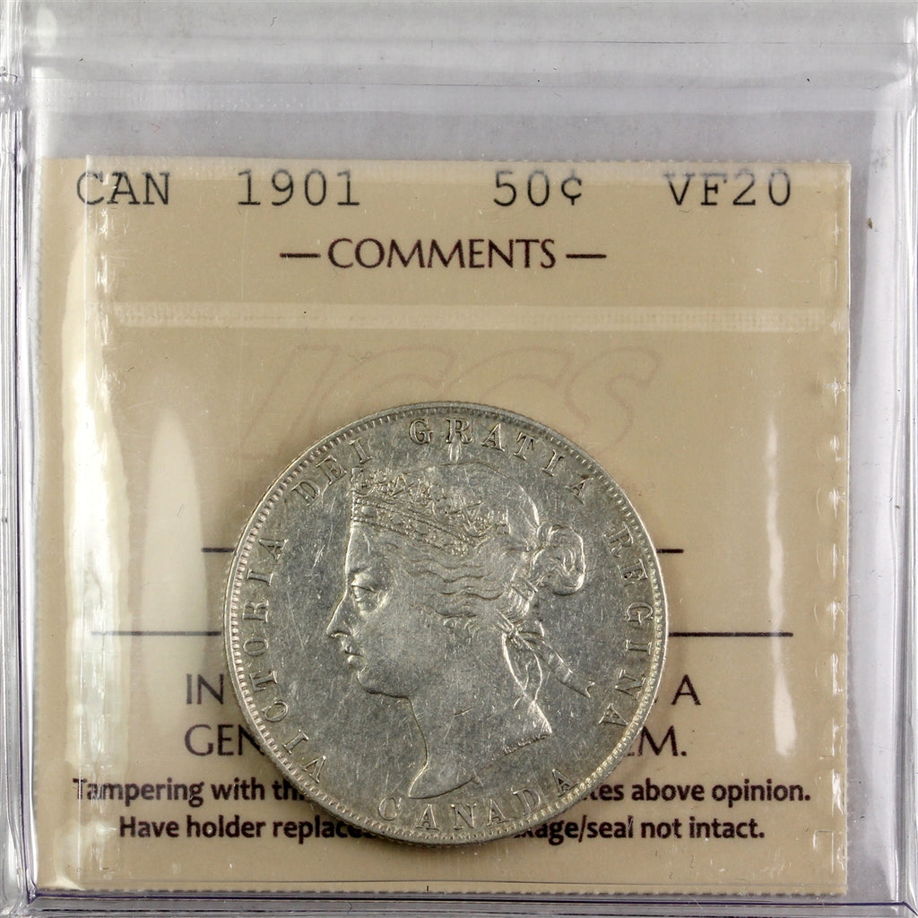 1901 Canada 50-cents ICCS Certified VF20