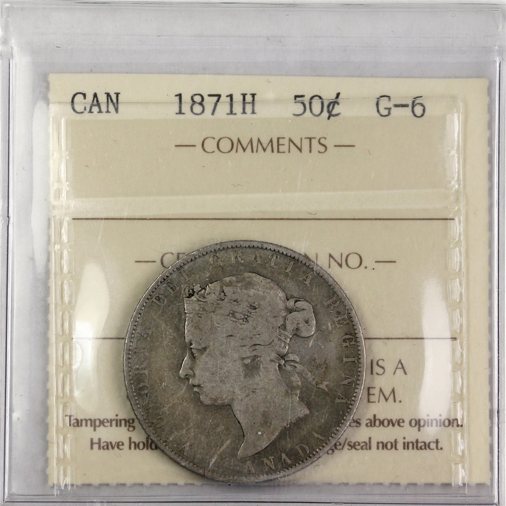 1871H Canada 50-cents ICCS Certified G6