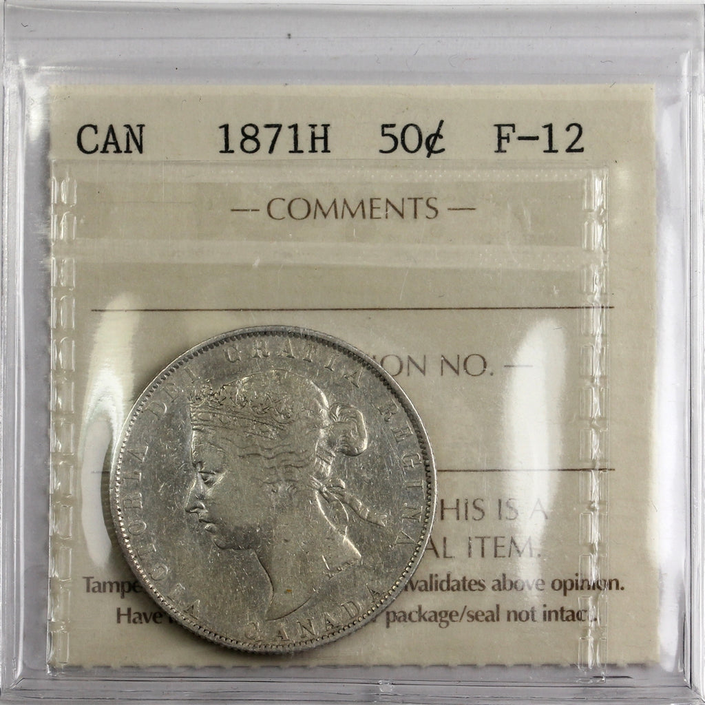 1871H Canada 50-cents ICCS Certified F12