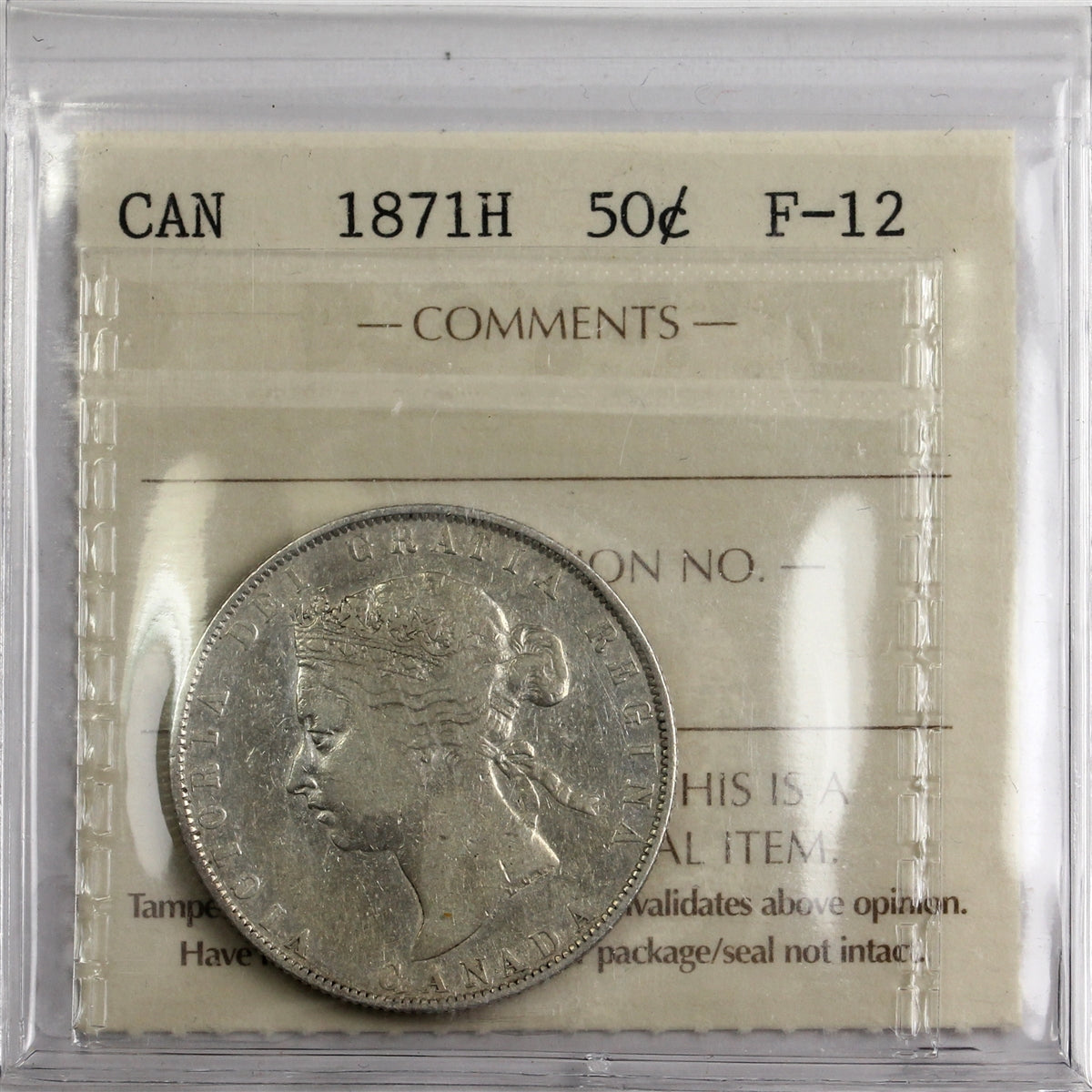 1871H Canada 50-cents ICCS Certified F12
