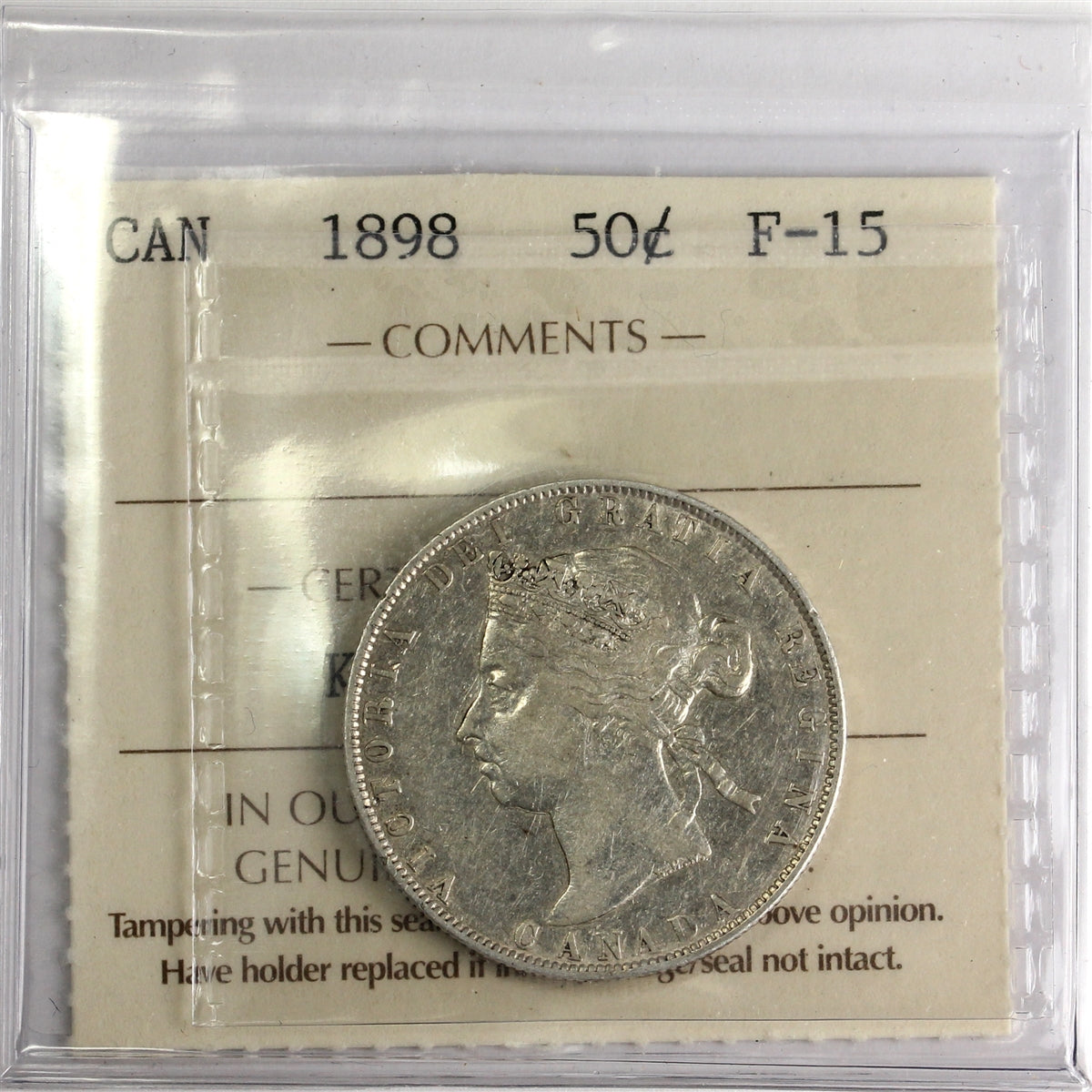 1898 Canada 50-cents ICCS Certified F15 (KP 114)