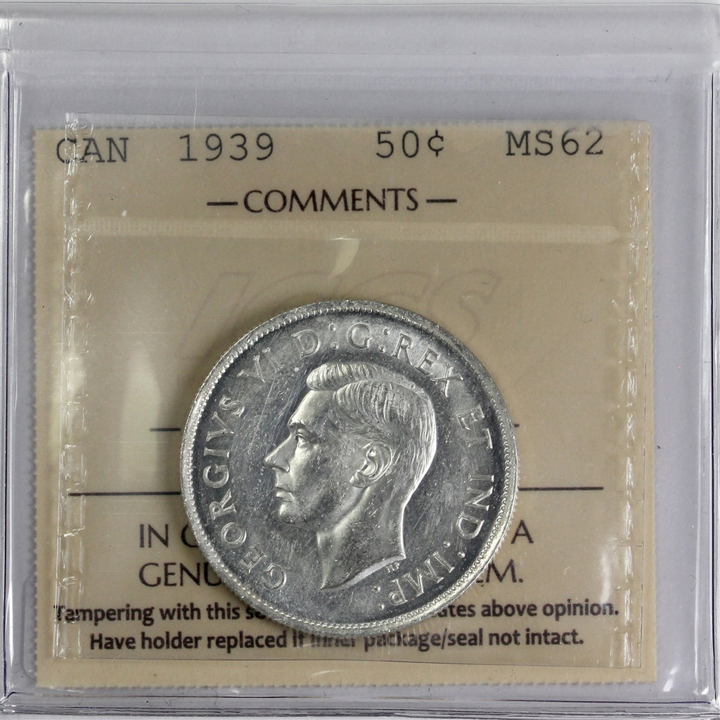 1939 Canada 50-cents ICCS Certified MS62