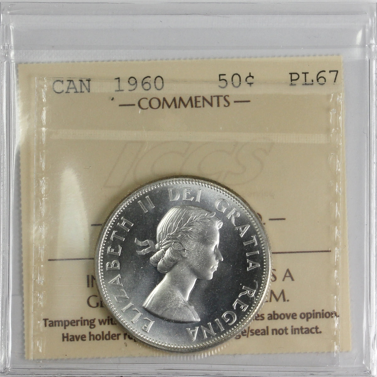 1960 Canada 50-cents ICCS Certified PL67