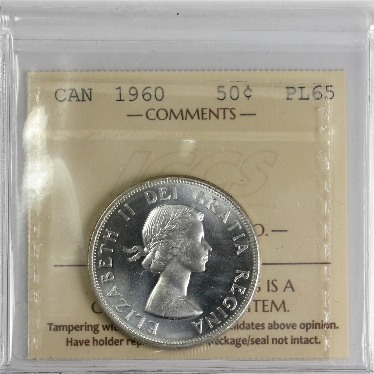 1960 Canada 50-cents ICCS Certified PL65