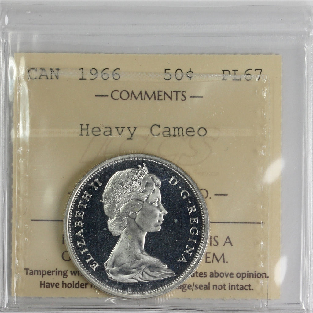 1966 Canada 50-cents ICCS Certified PL67 Heavy Cameo