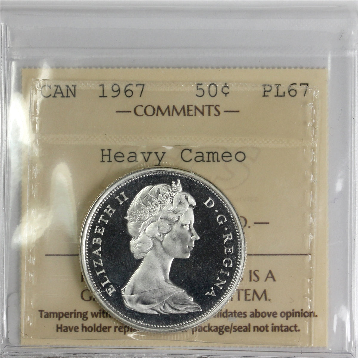 1967 Canada 50-cents ICCS Certified PL67 Heavy Cameo