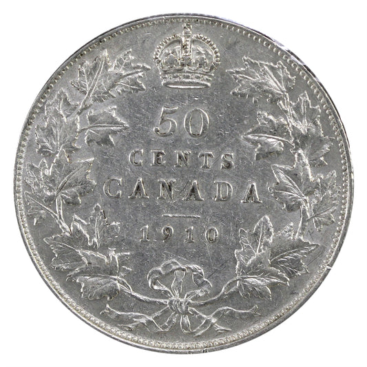 1910 Edwardian Leaves Canada 50-cents Extra Fine (EF40) $