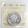 1945 Canada 50-cents ICCS Certified MS63