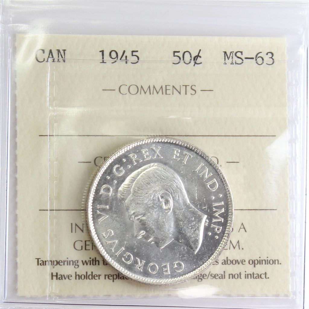 1945 Canada 50-cents ICCS Certified MS63