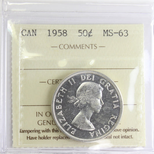 1958 Canada 50-cents ICCS Certified MS63