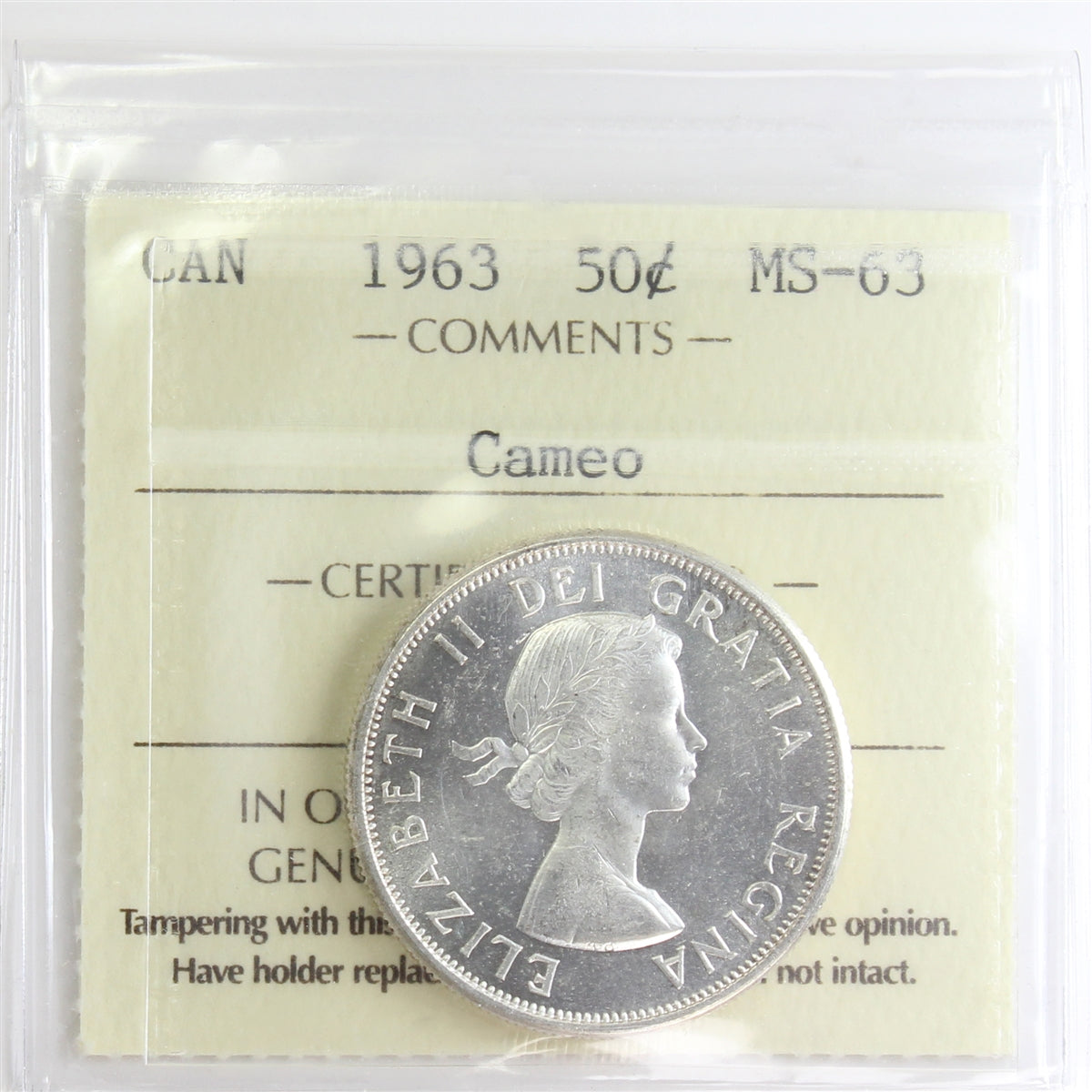 1963 Canada 50-cents ICCS Certified MS63 Cameo