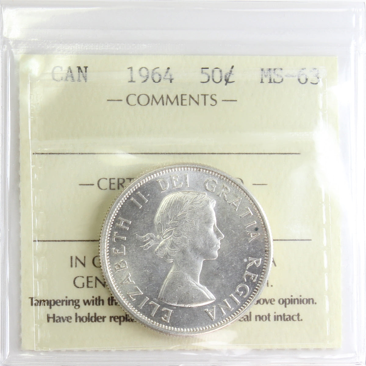 1964 Canada 50-cents ICCS Certified MS63