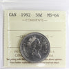 1992 Canada 50-cents ICCS Certified MS64