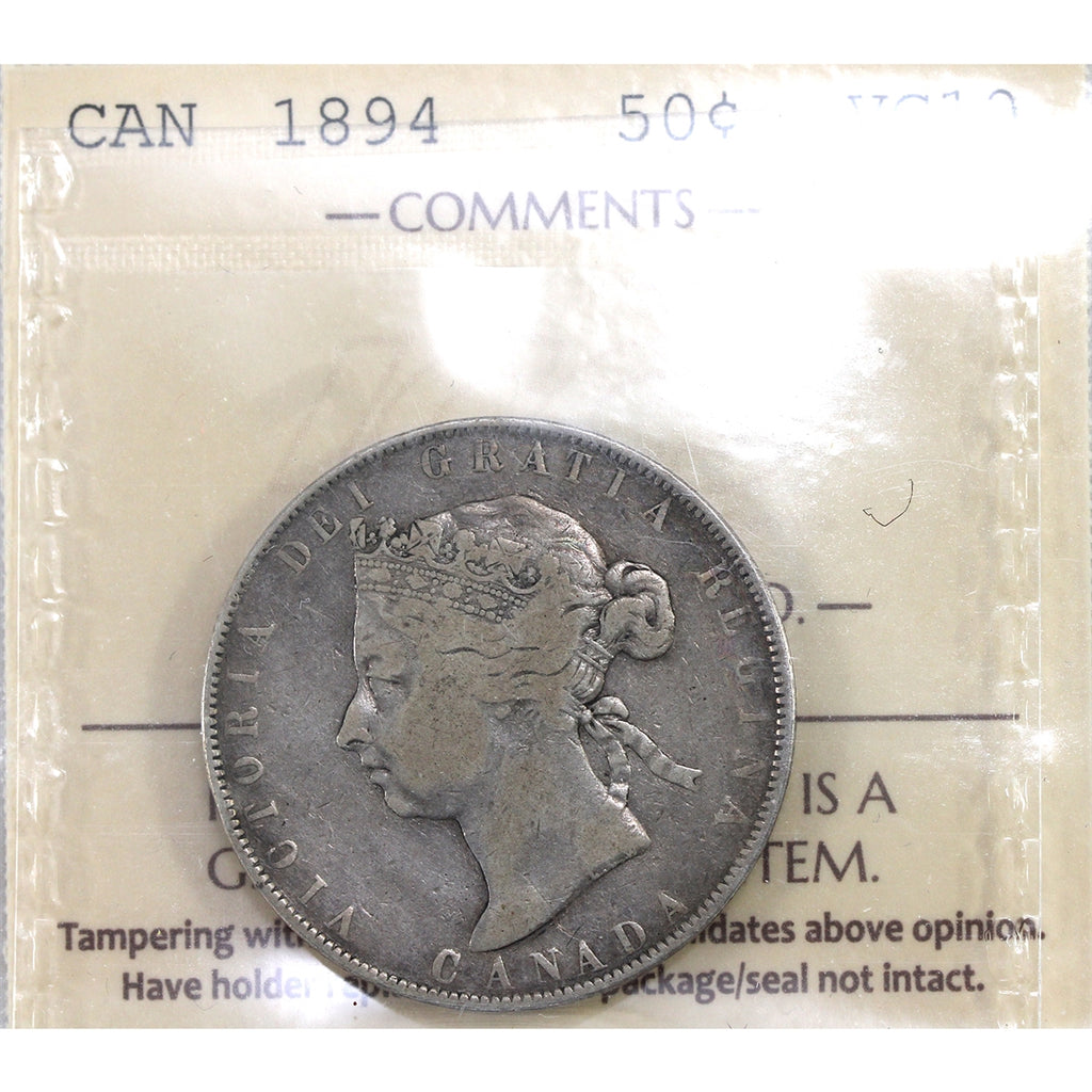 1894 Canada 50-cents ICCS Certified VG10