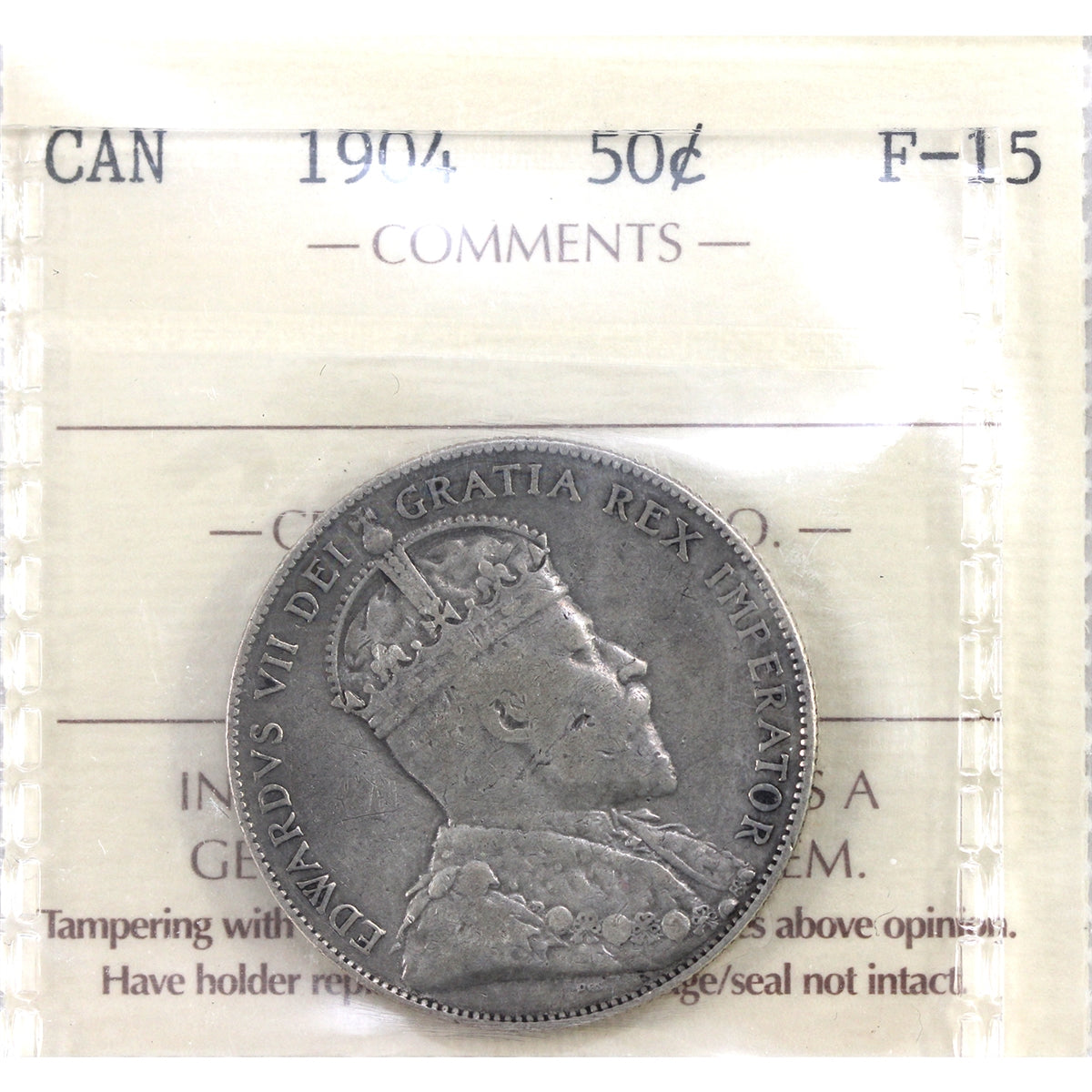 1904 Canada 50-cents ICCS Certified F15