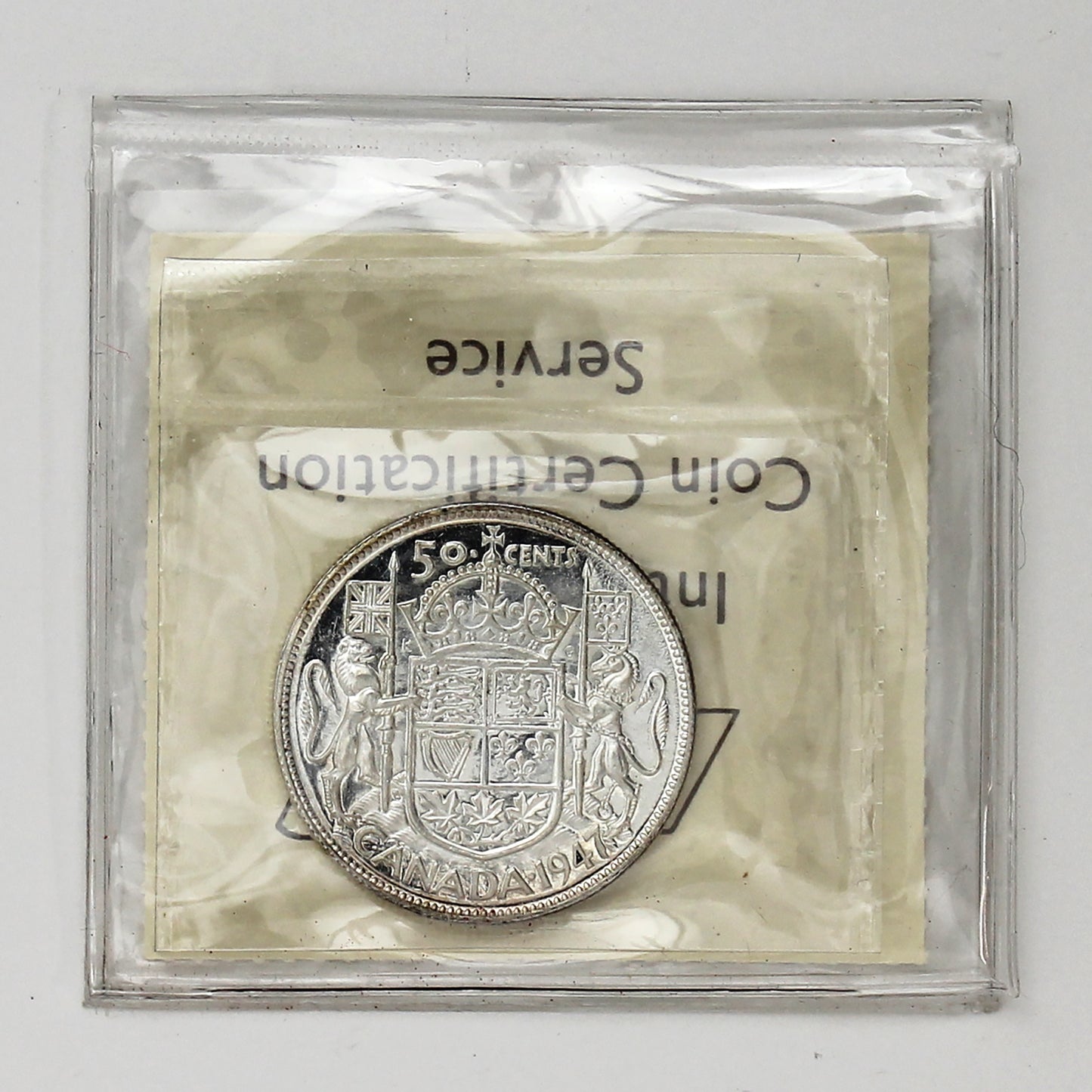 1947 Curved Right 7 Canada 50-cents ICCS Certified MS62