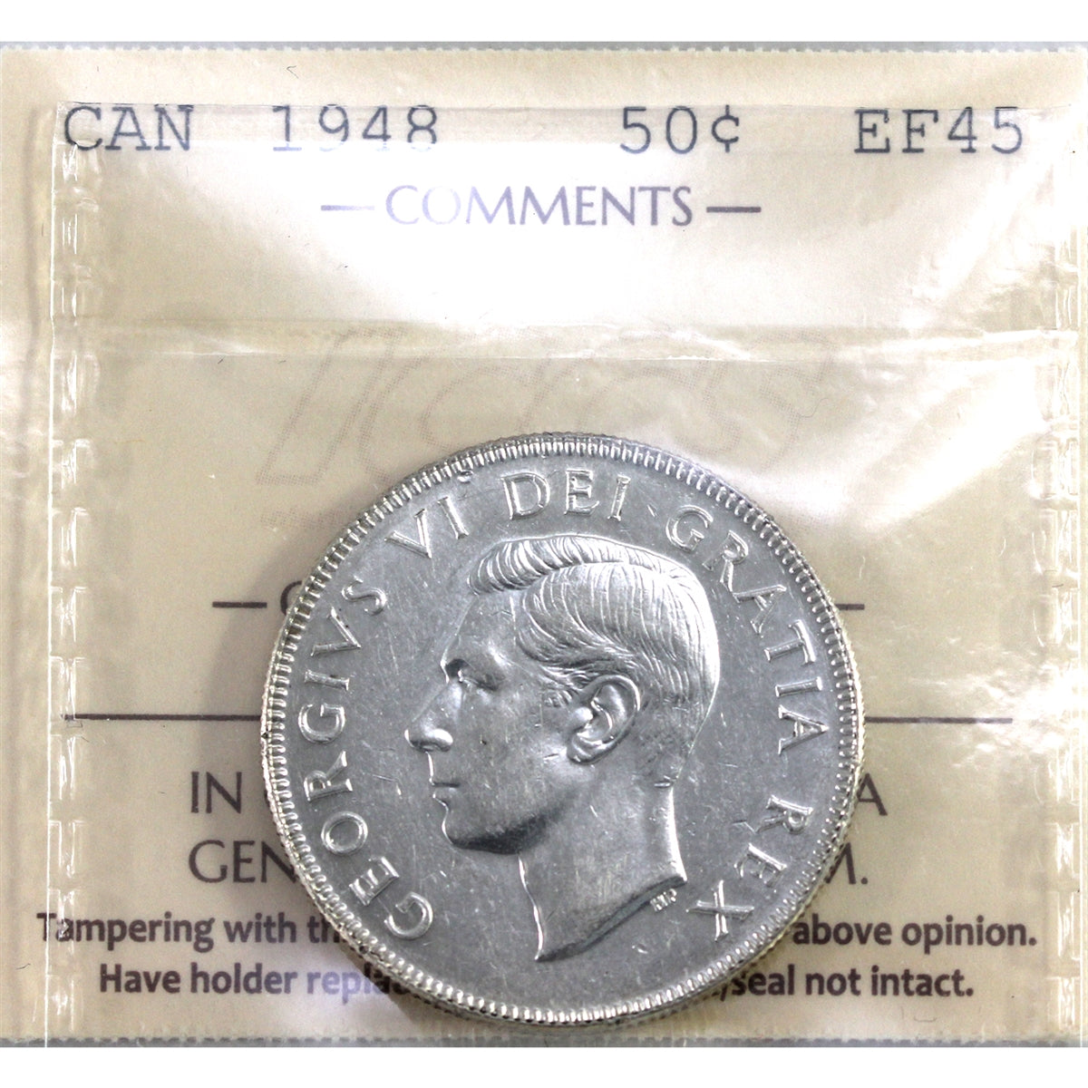 1948 Canada 50-cents ICCS Certified EF45
