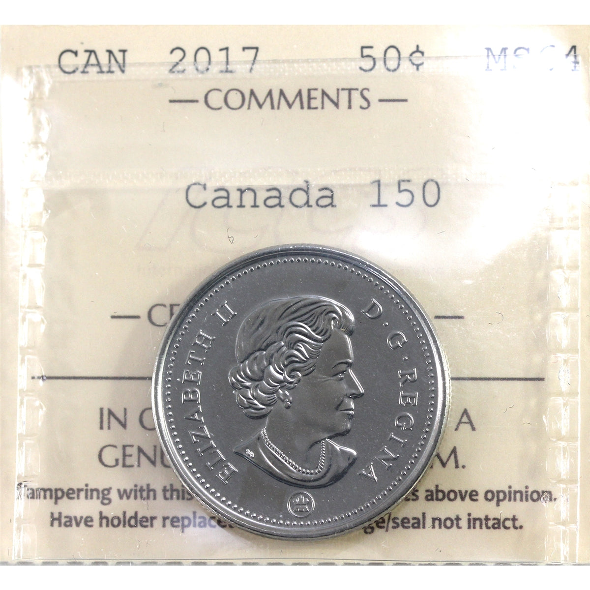 2017 Canada 150 50-cents ICCS Certified MS64