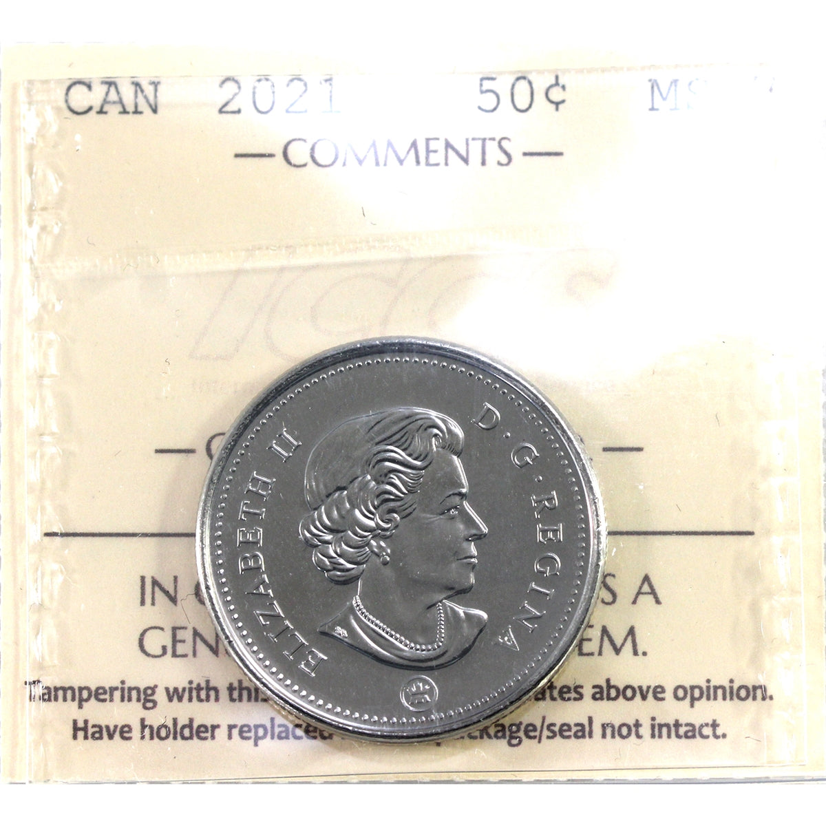 2021 Canada 50-cents ICCS Certified MS67
