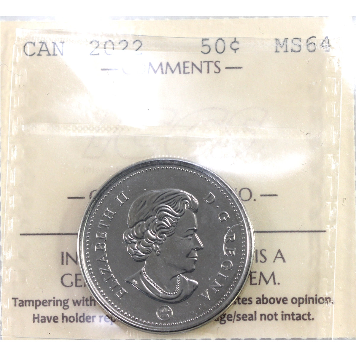 2022 Canada 50-cents ICCS Certified MS64