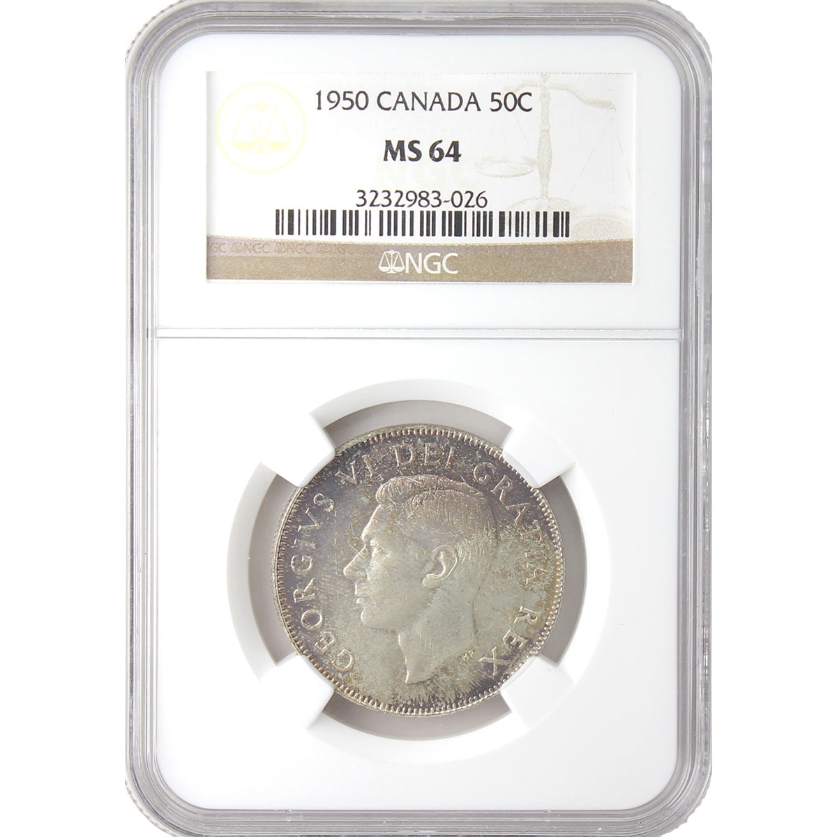 1950 Design Canada 50-cents NGC Certified MS64