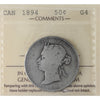 1894 Canada 50-cents ICCS Certified G4