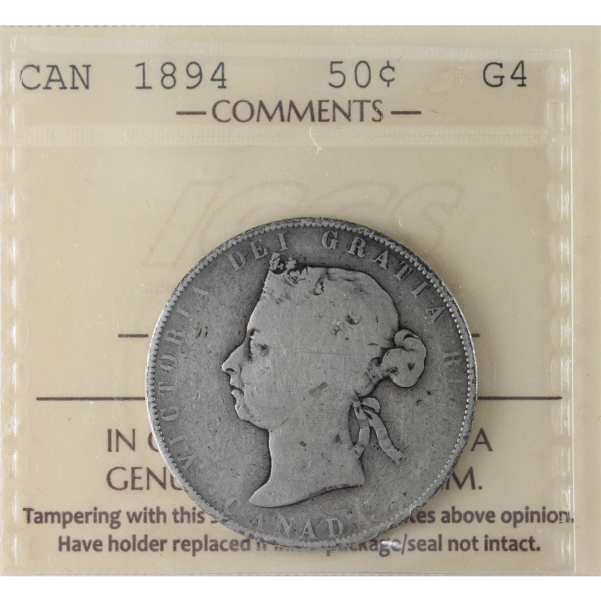1894 Canada 50-cents ICCS Certified G4