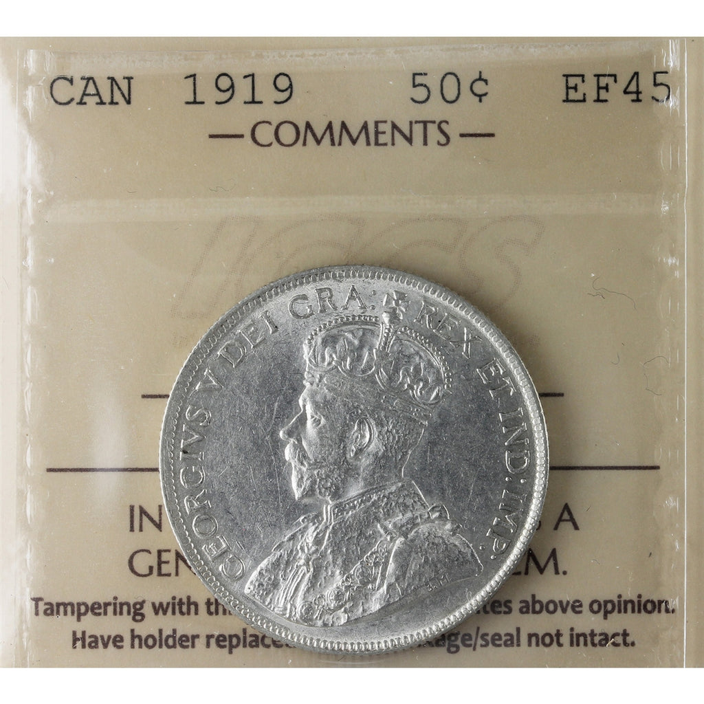 1919 Canada 50-cents ICCS Certified EF45