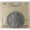 1932 Canada 50-cents ICCS Certified VF20