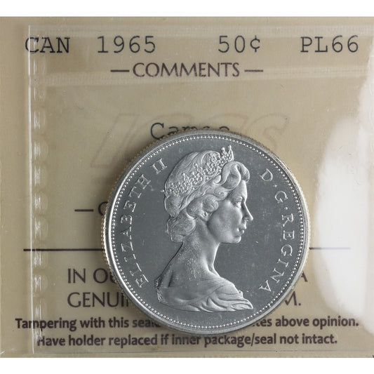 1965 Canada 50-cents ICCS Certified PL66 Cameo