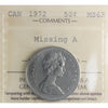 1972 Missing A Canada 50-cents ICCS Certified MS63