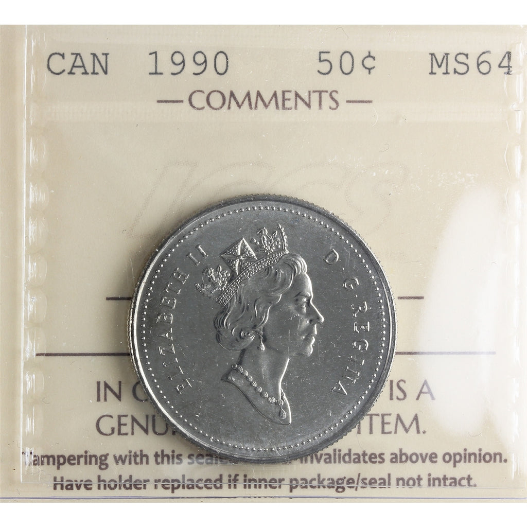 1990 Canada 50-cents ICCS Certified MS64