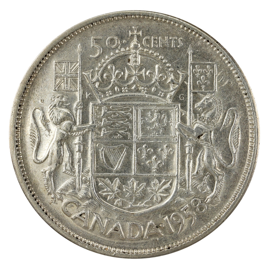 1958 Dot Canada 50-cents F-VF (F15)