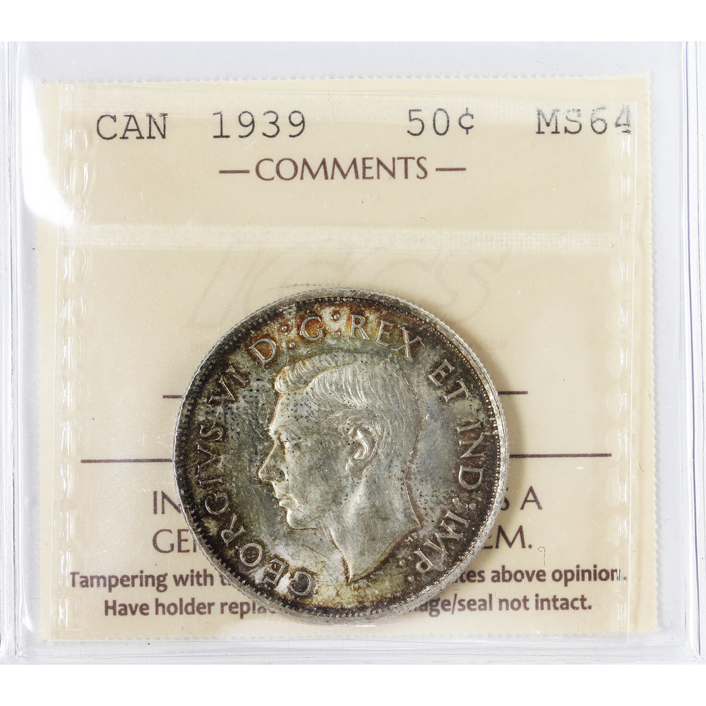 1939 Canada 50-cents ICCS Certified MS64 (XSI 956)