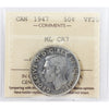 1947 Maple Leaf, Curved Right 7 Canada 50-cents ICCS Certified VF20