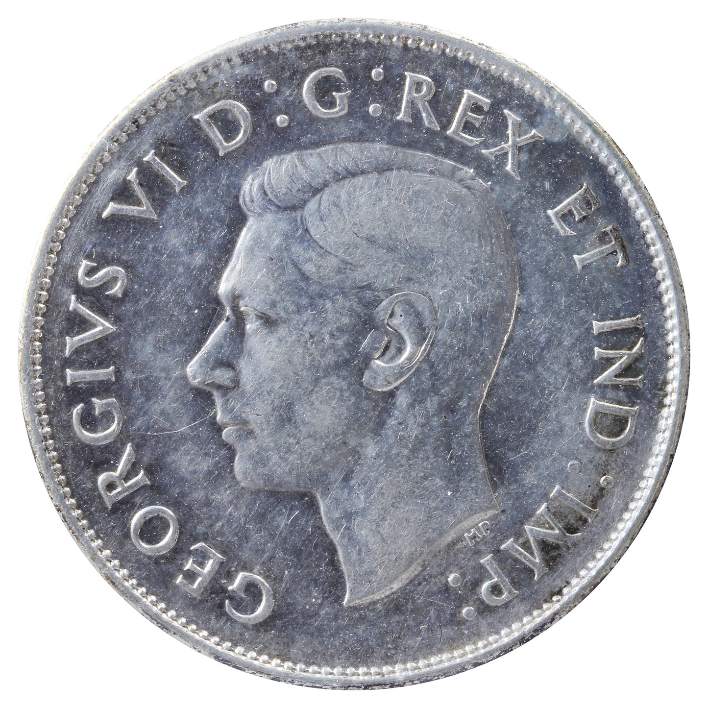 1947 Maple Leaf, Curved Right 7 Canada 50-cents ICCS Certified VF20
